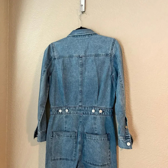 New Madewell Denim Relaxed Coverall Jumpsuit Glenroy Wash NWT XXS Long Sleeve - Picture 7 of 10
